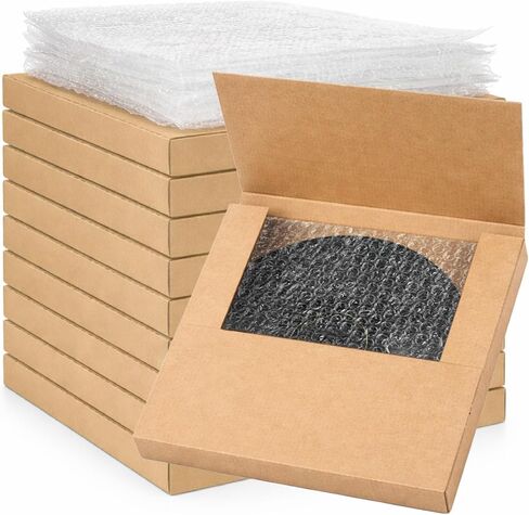 10 Pack Vinyl Record Mailers, LP Shipping Mailer Boxes, Vinyl Record Shipping Boxes, Heavy Duty Cardboard Mailer Box with Fragile Stickers for Mailing Packaging Moving Storage, 12.8 x 12.8 x 1" in Saudi Arabia