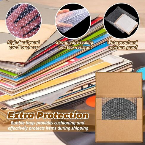 10 Pack Vinyl Record Mailers, LP Shipping Mailer Boxes, Vinyl Record Shipping Boxes, Heavy Duty Cardboard Mailer Box with Fragile Stickers for Mailing Packaging Moving Storage, 12.8 x 12.8 x 1" in Saudi Arabia