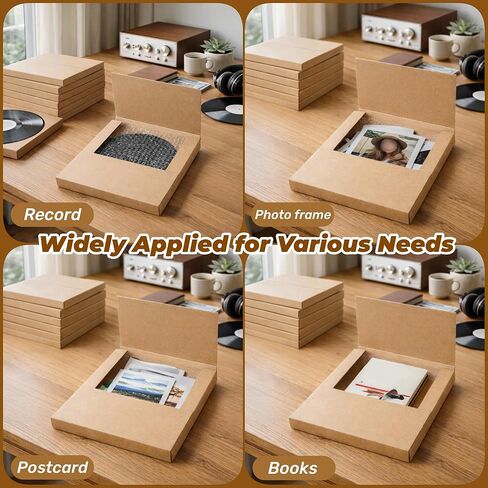 10 Pack Vinyl Record Mailers, LP Shipping Mailer Boxes, Vinyl Record Shipping Boxes, Heavy Duty Cardboard Mailer Box with Fragile Stickers for Mailing Packaging Moving Storage, 12.8 x 12.8 x 1" in Saudi Arabia