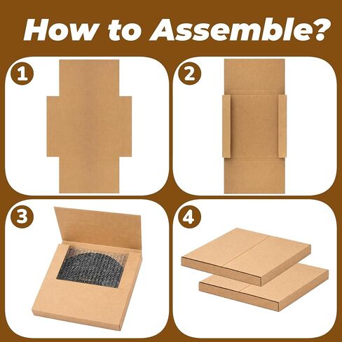 10 Pack Vinyl Record Mailers, LP Shipping Mailer Boxes, Vinyl Record Shipping Boxes, Heavy Duty Cardboard Mailer Box with Fragile Stickers for Mailing Packaging Moving Storage, 12.8 x 12.8 x 1" in Saudi Arabia