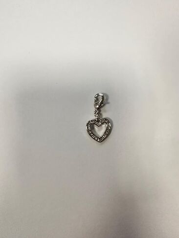 Quiges Open Heart Clip On Charm Pendant with Cubic Zirconia Silver Plated Women's Jewellery in Saudi Arabia