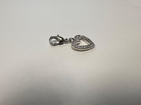 Quiges Open Heart Clip On Charm Pendant with Cubic Zirconia Silver Plated Women's Jewellery in Saudi Arabia