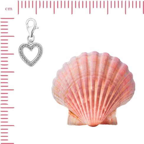 Quiges Open Heart Clip On Charm Pendant with Cubic Zirconia Silver Plated Women's Jewellery in Saudi Arabia