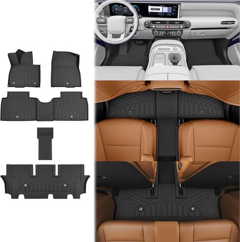 حصائر البضائع لعام 2026 Hyundai Palisade 7 مقاعد (تناسب الغاز فقط) غطاء خلفي لبطانة صندوق السيارة الخلفي لجميع الأحوال الجوية بطانة شحن لـ 26 من ملحقات Palisade (حصيرة الركلة الثانية + حصيرة الشحن الثالثة) in Kuwait