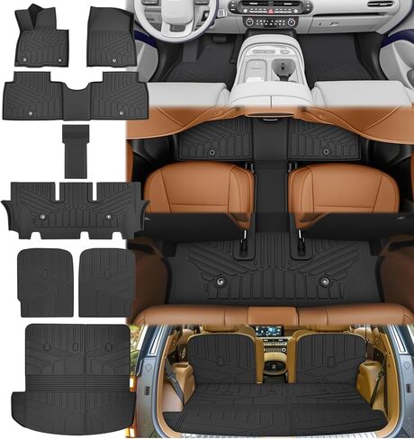حصائر البضائع لعام 2026 Hyundai Palisade 7 مقاعد (تناسب الغاز فقط) غطاء خلفي لبطانة صندوق السيارة الخلفي لجميع الأحوال الجوية بطانة شحن لـ 26 من ملحقات Palisade (حصيرة الركلة الثانية + حصيرة الشحن الثالثة) in Kuwait