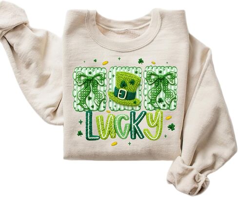 Lucky St Patrick’s Day Sweatshirt for Women – Green Leprechaun Hat & Shamrock Graphic – Festive Irish Holiday in Saudi Arabia