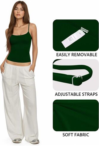 Womens Camisole Tank Top Adjustable Spaghetti Straps Sleeveless Basic Cami Sexy Going Out Tops Y2k 2026 in Saudi Arabia