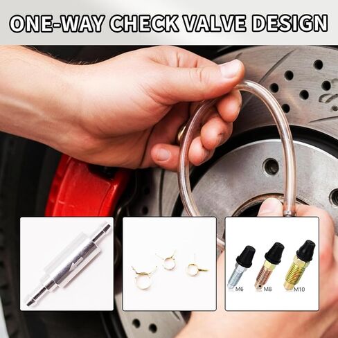 Brake Bleeder Hose, One Way Check Valve Tube Tool for Car & Motorcycle Clutch, Universal Hydraulic Brake Fluid Flush Line with Transparent Tube & Metal Clips (1 Set) in Saudi Arabia