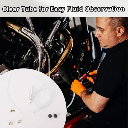 Brake Bleeder Hose, One Way Check Valve Tube Tool for Car & Motorcycle Clutch, Universal Hydraulic Brake Fluid Flush Line with Transparent Tube & Metal Clips (1 Set) in Saudi Arabia
