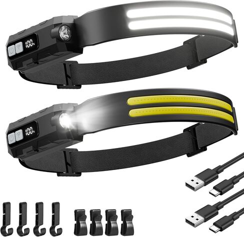 LED Headlamp Rechargeable, 2 Pack 22H Long Lasting Super Bright Head Lamp with 230° Wide Beam & 7 Modes, Waterproof Head Lights for Forehead, Adjustable Headlamps for Camping Running Hiking Mechanics in Kuwait