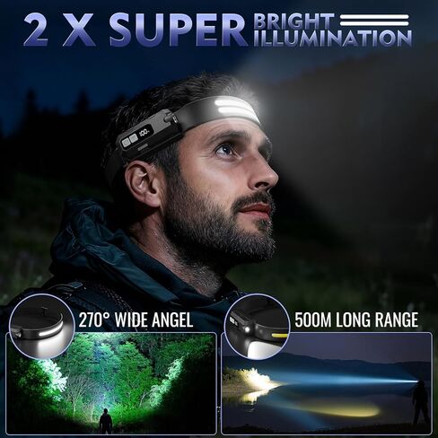 LED Headlamp Rechargeable, 2 Pack 22H Long Lasting Super Bright Head Lamp with 230° Wide Beam & 7 Modes, Waterproof Head Lights for Forehead, Adjustable Headlamps for Camping Running Hiking Mechanics in Kuwait