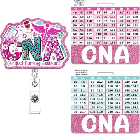 MA Badge Reel Retractable with Buddy - Medical Assistant Badge Reel, Pink Glitter Nurse ID Badge with Alligator Clip, MA Nursing Gifts Work Conversion Charts Accessories in Saudi Arabia