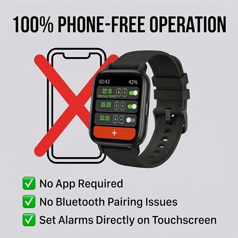 Electric Shock Alarm Clock Wristband for Heavy Sleepers - No App/Phone Required - Silent Vibrating & Impulse Wake Up Trainer - 10 Alarms, Touchscreen, 20-Day Battery, IPX4 Splash Proof in Saudi Arabia