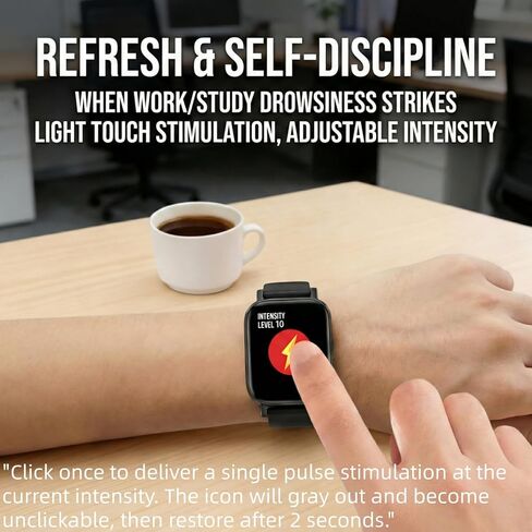 Electric Shock Alarm Clock Wristband for Heavy Sleepers - No App/Phone Required - Silent Vibrating & Impulse Wake Up Trainer - 10 Alarms, Touchscreen, 20-Day Battery, IPX4 Splash Proof in Saudi Arabia