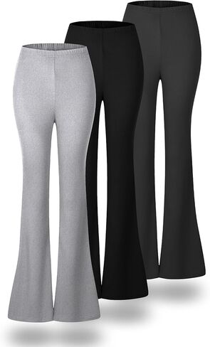 Women's Multi-Pack High-Waisted Flared Leggings - Knit Stretchy Workout Yoga Pants in Saudi Arabia