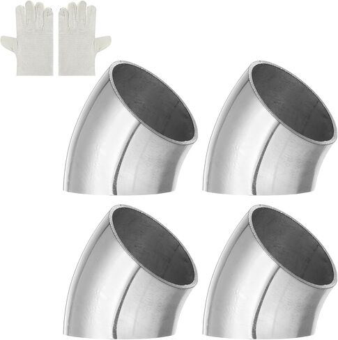 MECCANIXITY 4 Pack 45 Degree Mandrel Bend Elbow with Welding Gloves, 45mm(1-3/4") OD 16 GA/0.06 inch Thickness 304 Stainless Steel 45°Exhaust Elbow for Exhaust System, Stair Handrail HVAC in Saudi Arabia