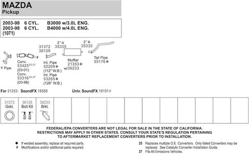 Walker 55176 Exhaust Tail Pipe 2" Inlet (OD) 2" Outlet (OD) for Ford Ranger in Kuwait