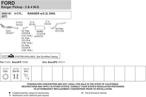 Walker 55176 Exhaust Tail Pipe 2" Inlet (OD) 2" Outlet (OD) for Ford Ranger in Kuwait