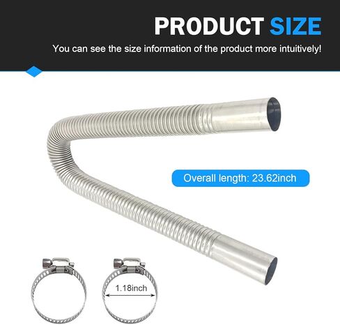 3 PCS 23.6 Inch Stainless Steel Flexible Exhaust Pipe Hose, Diesel Heater/Generator Exhaust Extension Kit with 2 Adjustable Hose Clamps, Diesel Heater Accessories in Saudi Arabia