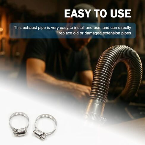 3 PCS 23.6 Inch Stainless Steel Flexible Exhaust Pipe Hose, Diesel Heater/Generator Exhaust Extension Kit with 2 Adjustable Hose Clamps, Diesel Heater Accessories in Saudi Arabia