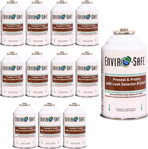ENVIRO-SAFE ProSeal and ProDry with Leak Detector for R1234YF A/C Systems, for DIY and Auto Shops (3 Cans w/Charging Gauge) in Saudi Arabia