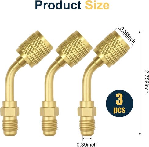 EEEKit 3PCS R32 R454B Adapters, 45 Degree Split Refrigerant Adapter, Upgraded Brass HVAC Charging Adapter for Air Conditioner Maintenance in Saudi Arabia