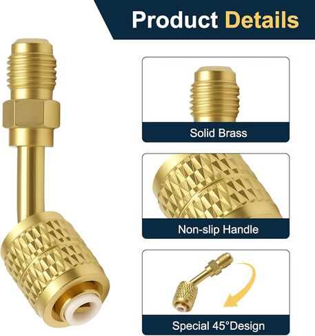 EEEKit 3PCS R32 R454B Adapters, 45 Degree Split Refrigerant Adapter, Upgraded Brass HVAC Charging Adapter for Air Conditioner Maintenance in Saudi Arabia