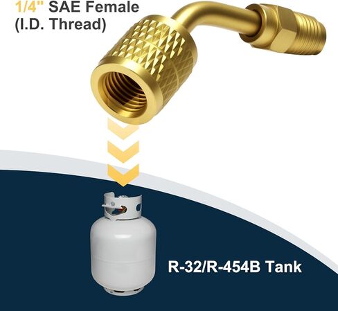 EEEKit 3PCS R32 R454B Adapters, 45 Degree Split Refrigerant Adapter, Upgraded Brass HVAC Charging Adapter for Air Conditioner Maintenance in Saudi Arabia