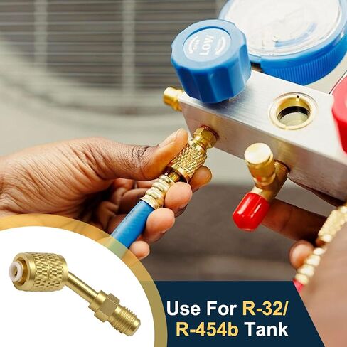 EEEKit 3PCS R32 R454B Adapters, 45 Degree Split Refrigerant Adapter, Upgraded Brass HVAC Charging Adapter for Air Conditioner Maintenance in Saudi Arabia