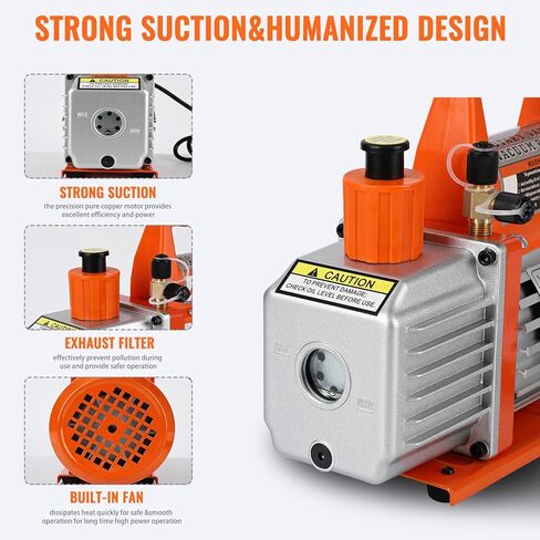 3.5 CFM 1/4 HP Single Stage Vacuum Pump, 110V Rotary Vane Pump for AC Service, Automotive & HVAC, Includes Oil, for R134a R410a R12 R22 Refrigerant Systems in Kuwait