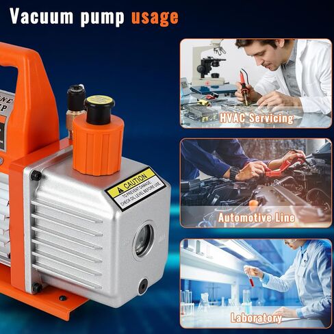 3.5 CFM 1/4 HP Single Stage Vacuum Pump, 110V Rotary Vane Pump for AC Service, Automotive & HVAC, Includes Oil, for R134a R410a R12 R22 Refrigerant Systems in Kuwait