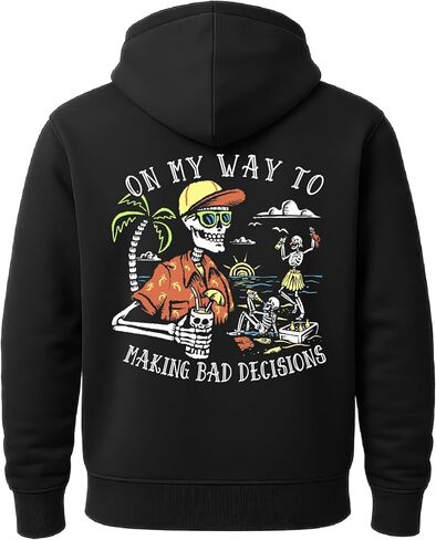 Salty Bones On My Way To Making Bad Decisions Premium Blend Ringspun Graphic Hooded Sweatshirt, Printed in USA in Kuwait