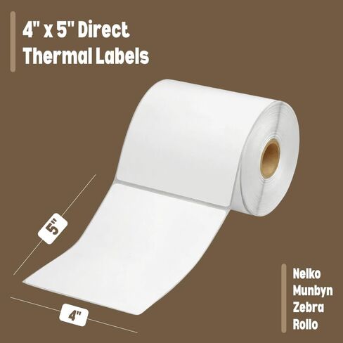 4" x 5" Direct Thermal Labels - 320 Labels (Single Roll), Perforated, 1" Core, 4" OD, Compatible with Rollo, Zebra, Munbyn, Nelko Printers in Saudi Arabia