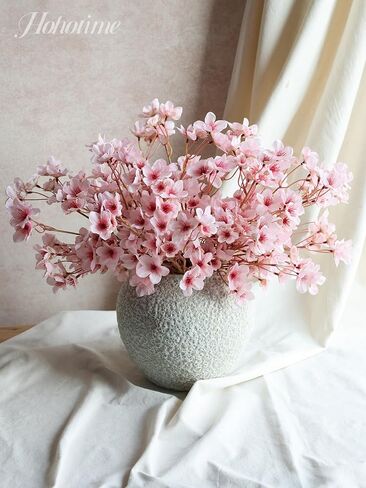 HOHOTIME 8Pcs Artificial Cherry Blossom Branches, Pink 16" Silk Faux Peach Sakura Flowers, Fake Bouquet for Spring Home Wedding Party Decor, Japanese Garden Bedroom Table Centerpiece in Kuwait