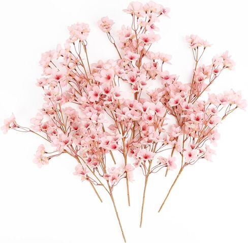 HOHOTIME 8Pcs Artificial Cherry Blossom Branches, Pink 16" Silk Faux Peach Sakura Flowers, Fake Bouquet for Spring Home Wedding Party Decor, Japanese Garden Bedroom Table Centerpiece in Kuwait