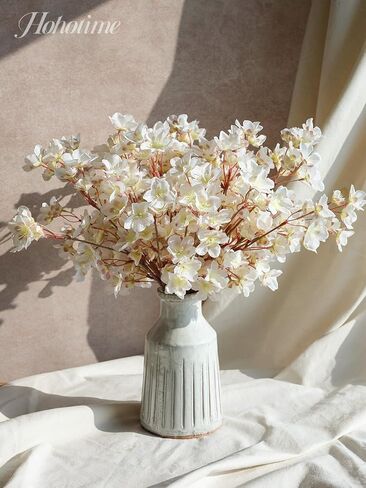 HOHOTIME 8 قطع فروع أزهار الكرز الاصطناعية، وردي 16 بوصة حرير صناعي زهور ساكورا، باقة وهمية لديكور المنزل الربيعي وحفلات الزفاف، قطعة مركزية لطاولة غرفة النوم في الحديقة اليابانية in Kuwait