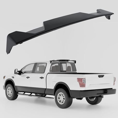 Rear Truck Cab Roof Top Spoiler Wing Pickup Compatible with for Nissan Titan 2017 2018 2019 2020 2021 2022 2023 2024 2025 2nd 2th Gen All Trim (Only for Crew Cab 4 Dr) Accessories ABS Gloss Black in Kuwait