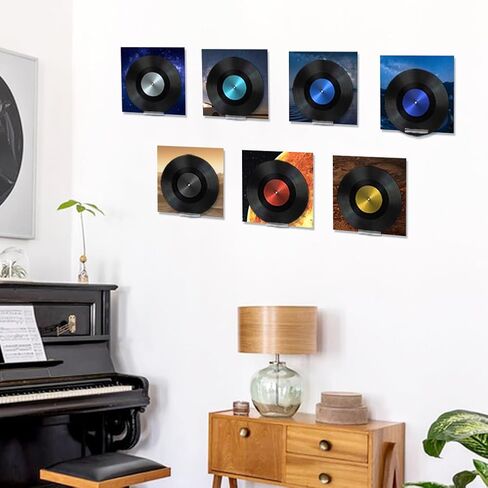 12 Pack Clear Vinyl Record Shelf Wall Mount, 4 Inch Floating Acrylic Album Record Holder Records Shelves for Displaying Daily LP, CD Listening(COLOR:clear) in Kuwait