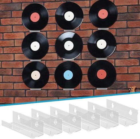 12 Pack Clear Vinyl Record Shelf Wall Mount, 4 Inch Floating Acrylic Album Record Holder Records Shelves for Displaying Daily LP, CD Listening(COLOR:clear) in Kuwait