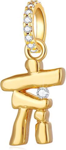 18k Gold Plated Inuksuk/Inukshuk Landmark CZ Charms, Fit Pandora Alaskan Adventure Bracelet, 925 Sterling Silver Native American Inuksuit Pendant Beads, Gifts for Pathfinder/Canada Travel in Saudi Arabia