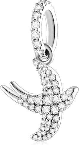 Sparkling Swallow Bird Dangle Charms fits Pandora Moments Bracelet, 925 Sterling Silver Animal Pendant Beads, Spring Gift for Friends/Mothers Day/Daughter in Saudi Arabia