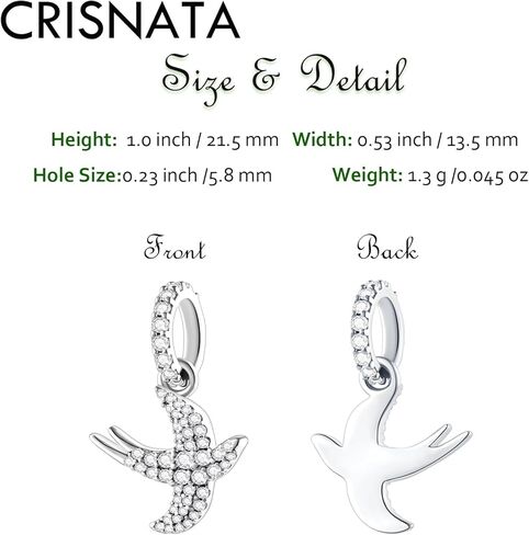 Sparkling Swallow Bird Dangle Charms fits Pandora Moments Bracelet, 925 Sterling Silver Animal Pendant Beads, Spring Gift for Friends/Mothers Day/Daughter in Saudi Arabia
