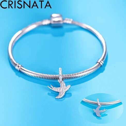 Sparkling Swallow Bird Dangle Charms fits Pandora Moments Bracelet, 925 Sterling Silver Animal Pendant Beads, Spring Gift for Friends/Mothers Day/Daughter in Saudi Arabia