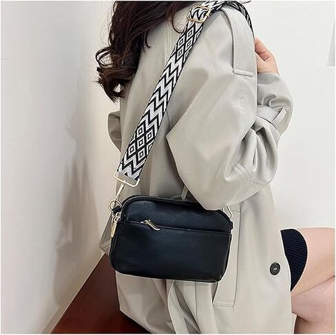 Small Crossbody Bag with Wide Guitar Strap Camera Purse Shoulder Handbag Satchel | Small, Wide Guitar Strap, Shoulder in Saudi Arabia