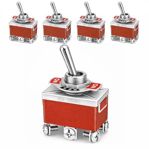 MGI SpeedWare 6-Pin DPDT مفتاح تبديل معدني مؤقت، 20 أمبير عند 12 فولت تيار مستمر 125 فولت تيار متردد، (تشغيل)/إيقاف/(تشغيل) حزمة واحدة in Saudi Arabia