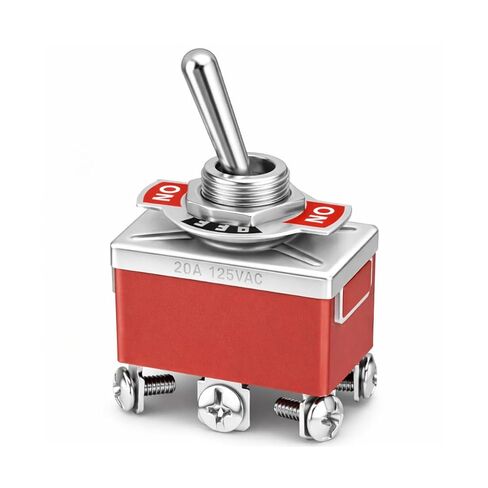 MGI SpeedWare 6-Pin DPDT مفتاح تبديل معدني مؤقت، 20 أمبير عند 12 فولت تيار مستمر 125 فولت تيار متردد، (تشغيل)/إيقاف/(تشغيل) حزمة واحدة in Kuwait
