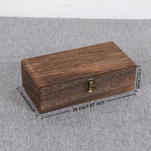 Wood Storage Box with Lid 8 x 4 x 2 Inch Vintage Storage Box Decorative Wooden Gift Box for Jewelry, Keepsakes, Desk Organizer (Brown) in Kuwait