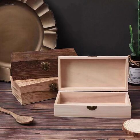 Wood Storage Box with Lid 8 x 4 x 2 Inch Vintage Storage Box Decorative Wooden Gift Box for Jewelry, Keepsakes, Desk Organizer (Brown) in Kuwait