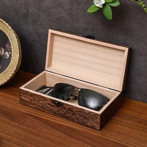 Wood Storage Box with Lid 8 x 4 x 2 Inch Vintage Storage Box Decorative Wooden Gift Box for Jewelry, Keepsakes, Desk Organizer (Brown) in Kuwait