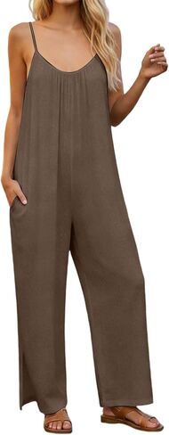 Linen Jumpsuits for Women 2026 Summer Casual Sleeveless Wide Leg One Piece Boho Romper Beach Vacation Outfits in Saudi Arabia